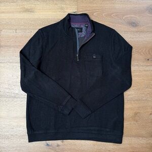 Ted Baker Men’s Grey Black Zip-Up Sweater Pull Over